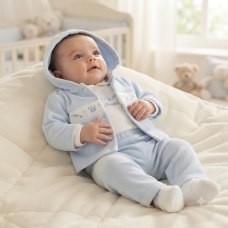 BW-13-430: Baby Boys Velour 3 Piece Outfit- Prince (NB-6 Months)